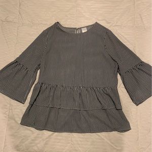 Three Quarter Sleeve Striped Shirt